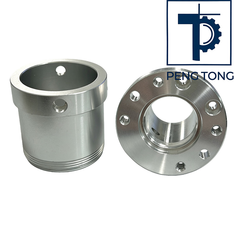 Custom Aluminum Machining Parts, Threaded Aluminum Flange Cylinder Housing Components