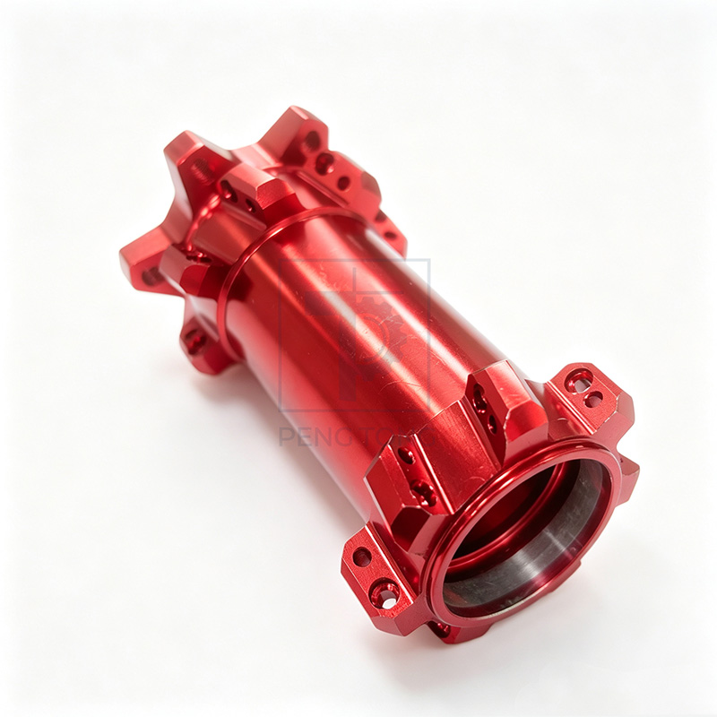 OEM/ODM Custom CNC Machining Services - Anodized Red Aluminum Hub