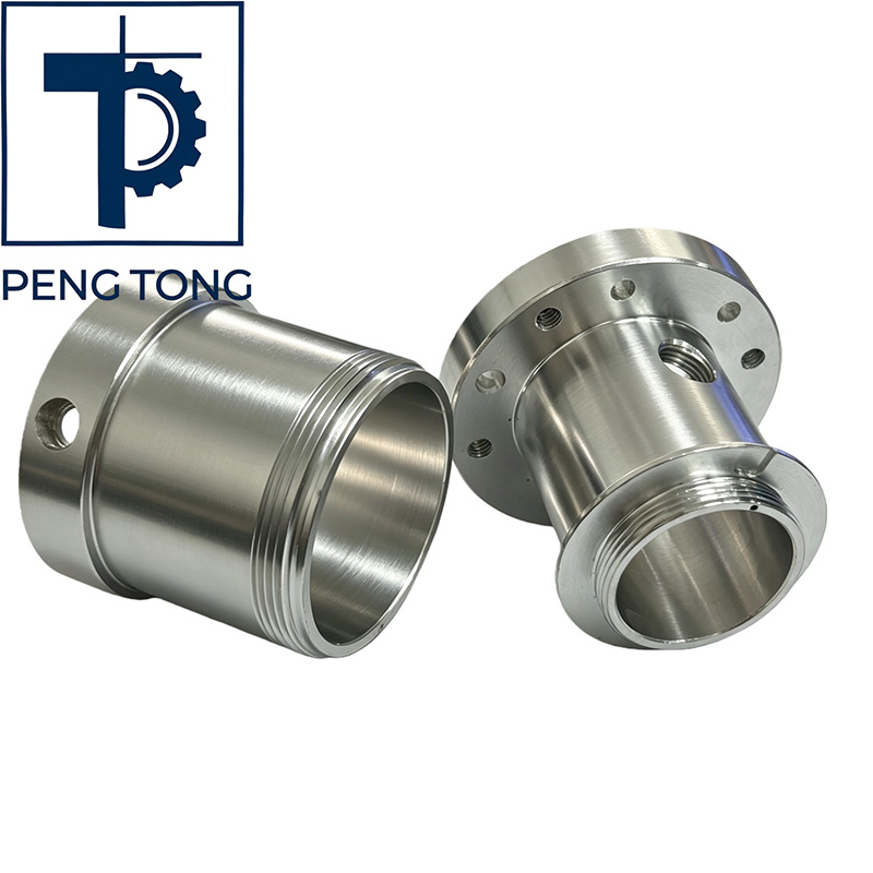 Custom Aluminum Machining Parts, Threaded Aluminum Flange Cylinder Housing Components