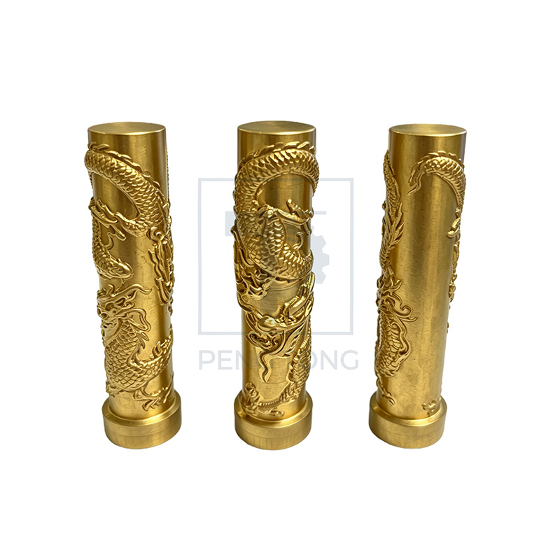 Detailed Dragon Engraved Brass Rod for Precision Machining Needs