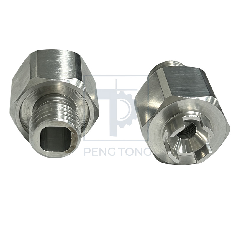 Custom CNC Turned Aluminum Fitting with Male Thread & Clamping Bore