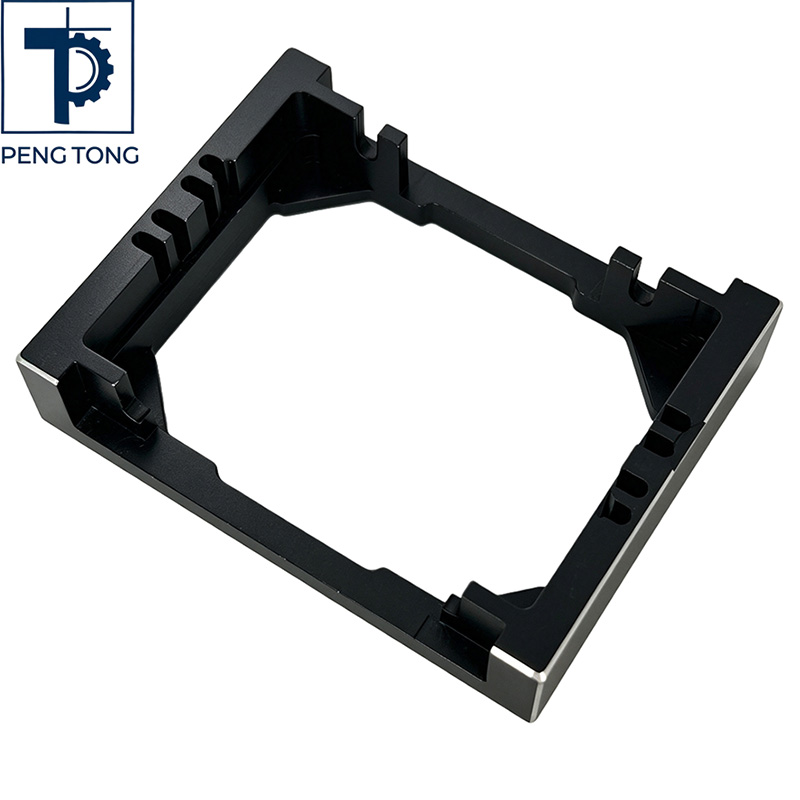 Black Anodized CNC Machined Aluminum Frame with Edge Cutouts