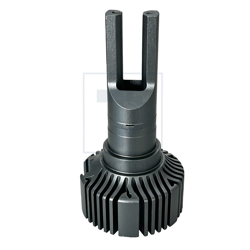 Precision 5-Axis CNC Turned Aluminum Heat Sink Component with Fork End