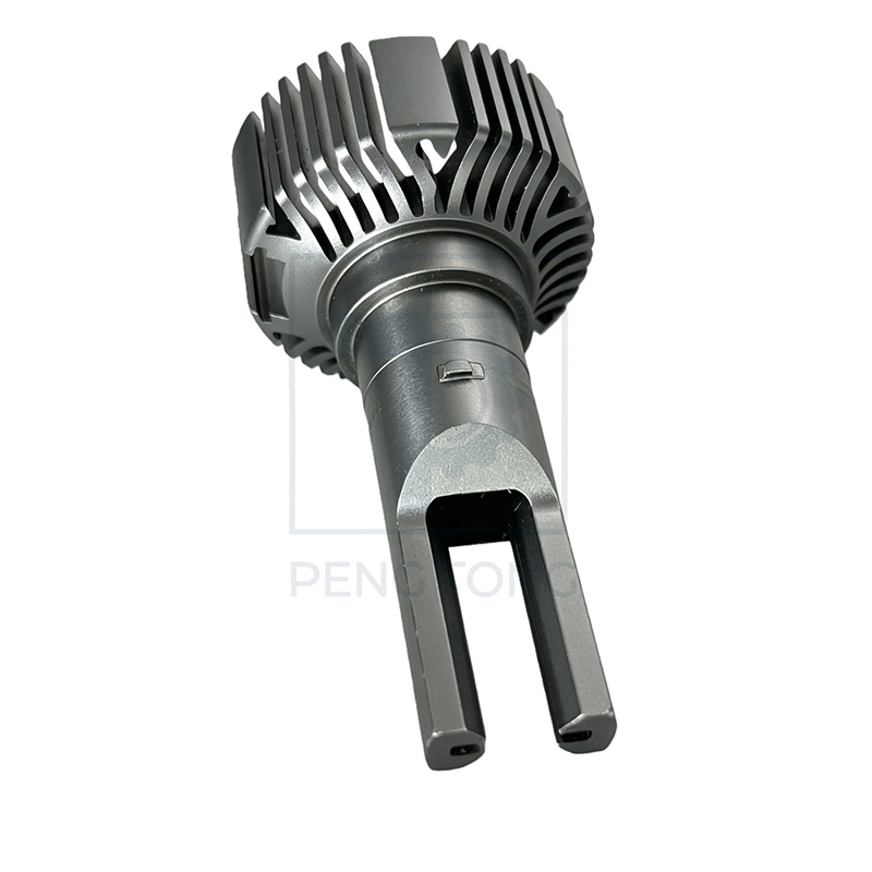 Precision 5-Axis CNC Turned Aluminum Heat Sink Component with Fork End