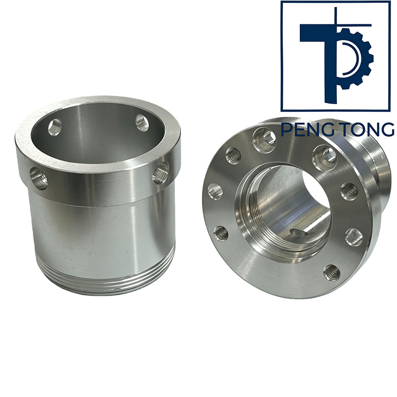 Custom Aluminum Machining Parts, Threaded Aluminum Flange Cylinder Housing Components