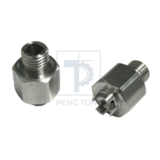 Custom CNC Turned Aluminum Fitting with Male Thread & Clamping Bore