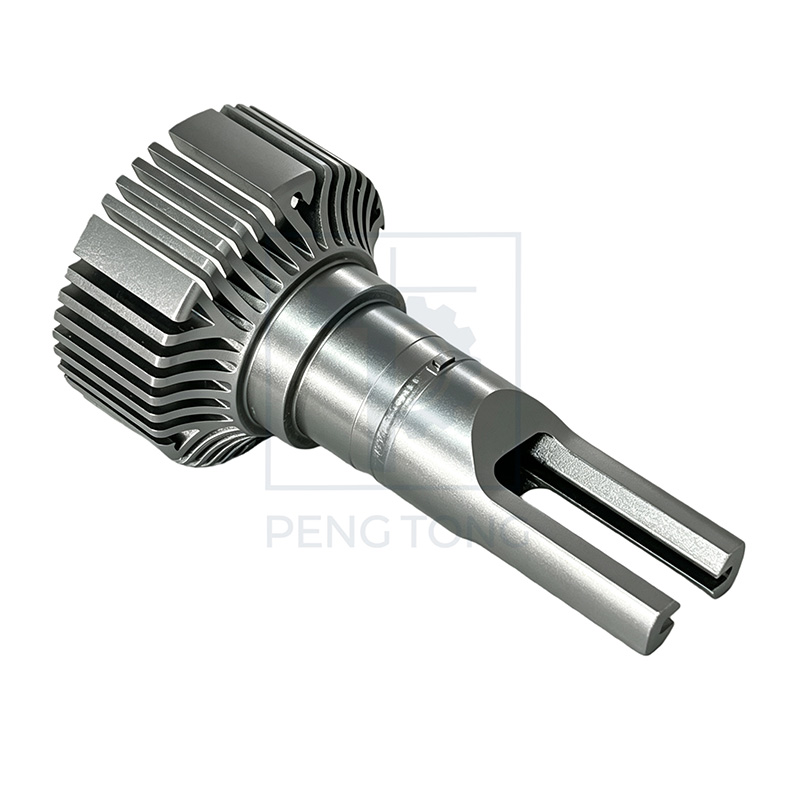 Precision 5-Axis CNC Turned Aluminum Heat Sink Component with Fork End