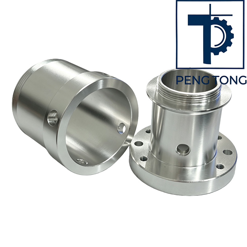 Custom Aluminum Machining Parts, Threaded Aluminum Flange Cylinder Housing Components